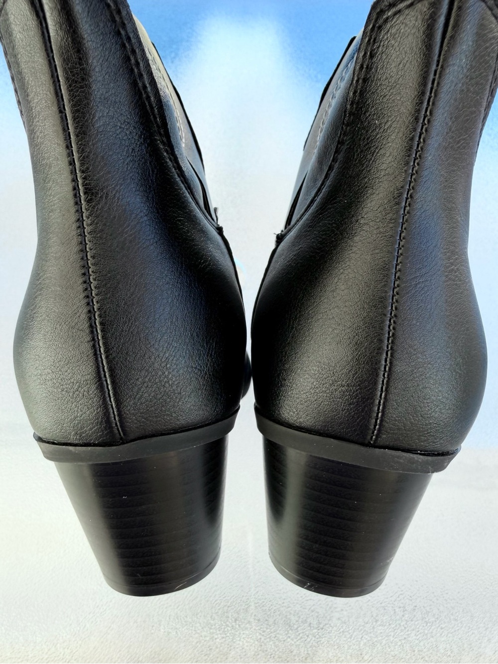 SHEIN Black Faux Leather Embroidered Flame/Leaf Knee-High Western Boots CN40/8 - Picture 6 of 9